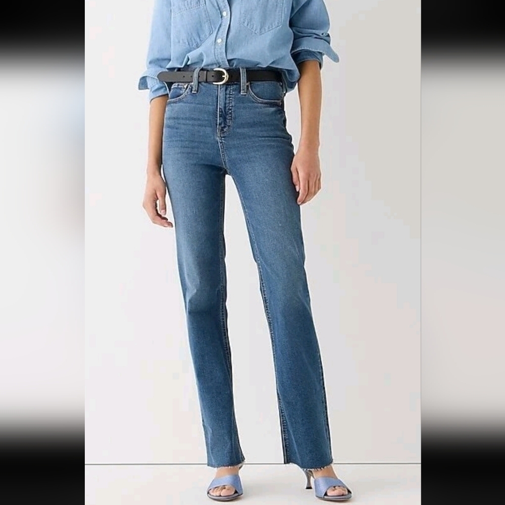 J.Crew Women's High-rise slim demi boot jeans Size 27 P Blue EUC